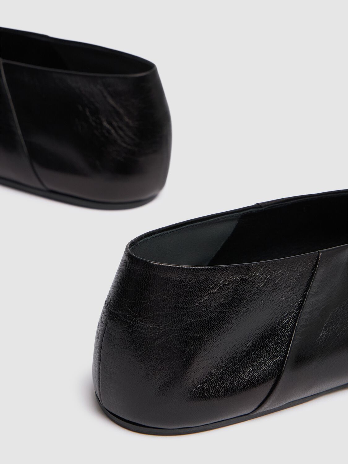 Shop Jil Sander 10mm Folded Leather Ballerinas In Black