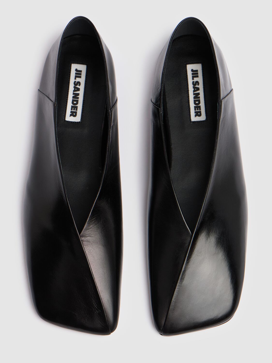 Shop Jil Sander 10mm Folded Leather Ballerinas In Black