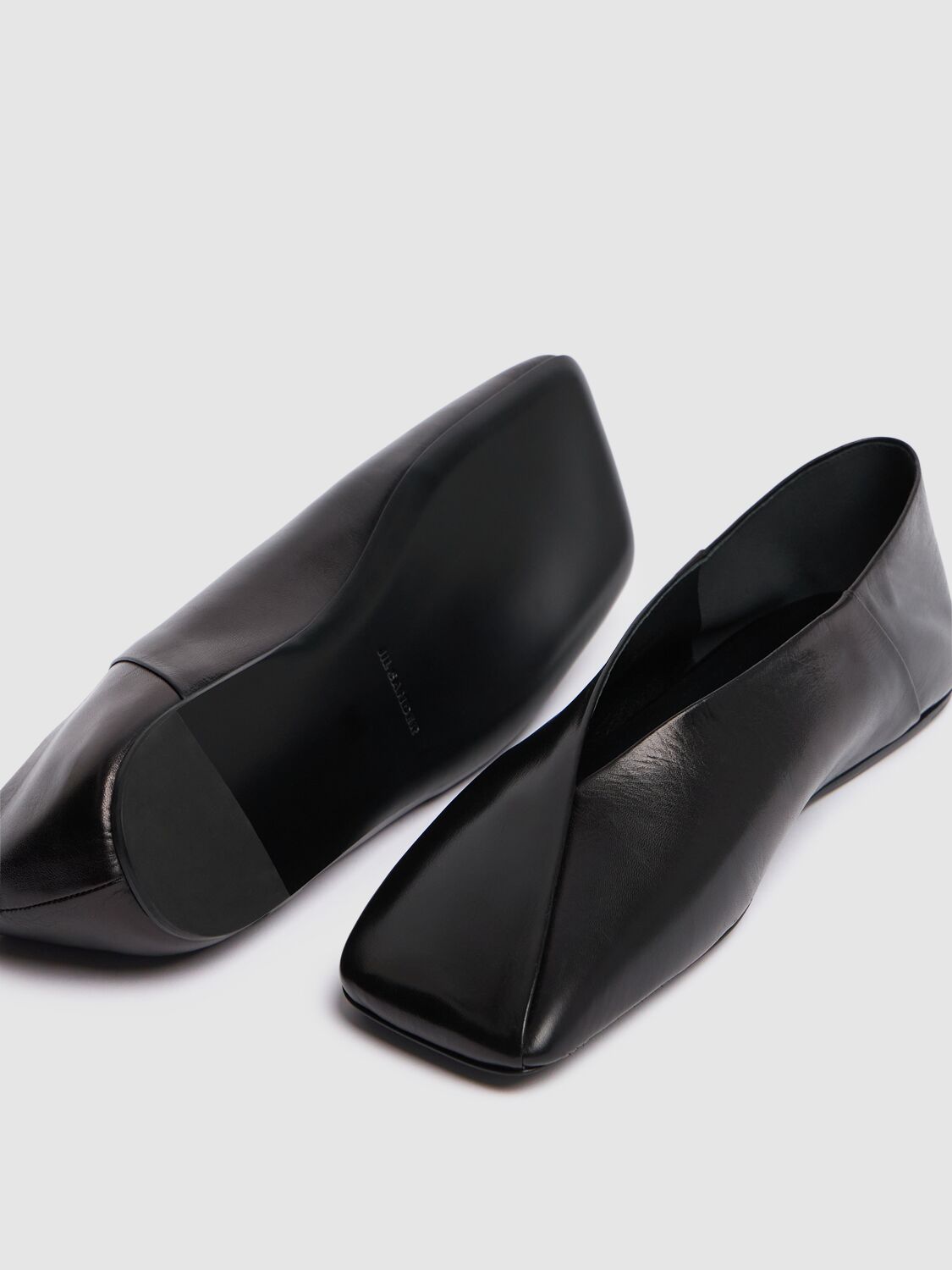 Shop Jil Sander 10mm Folded Leather Ballerinas In Black