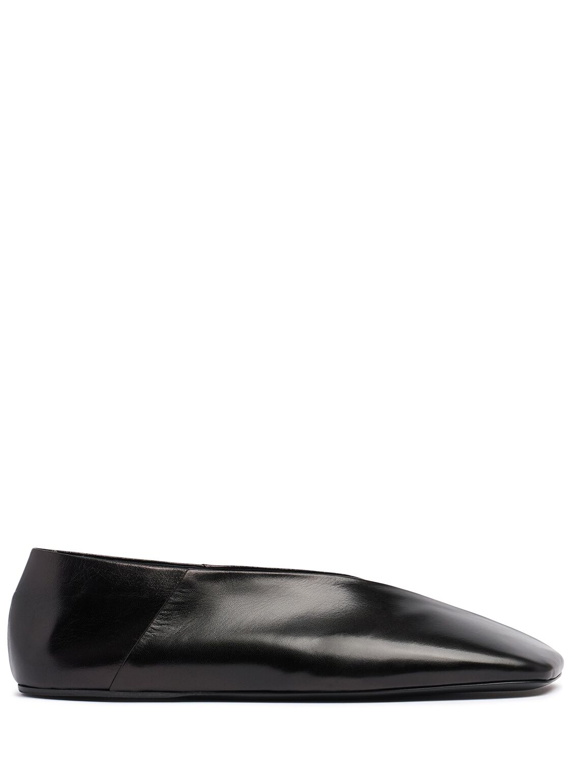 Shop Jil Sander 10mm Folded Leather Ballerinas In Black