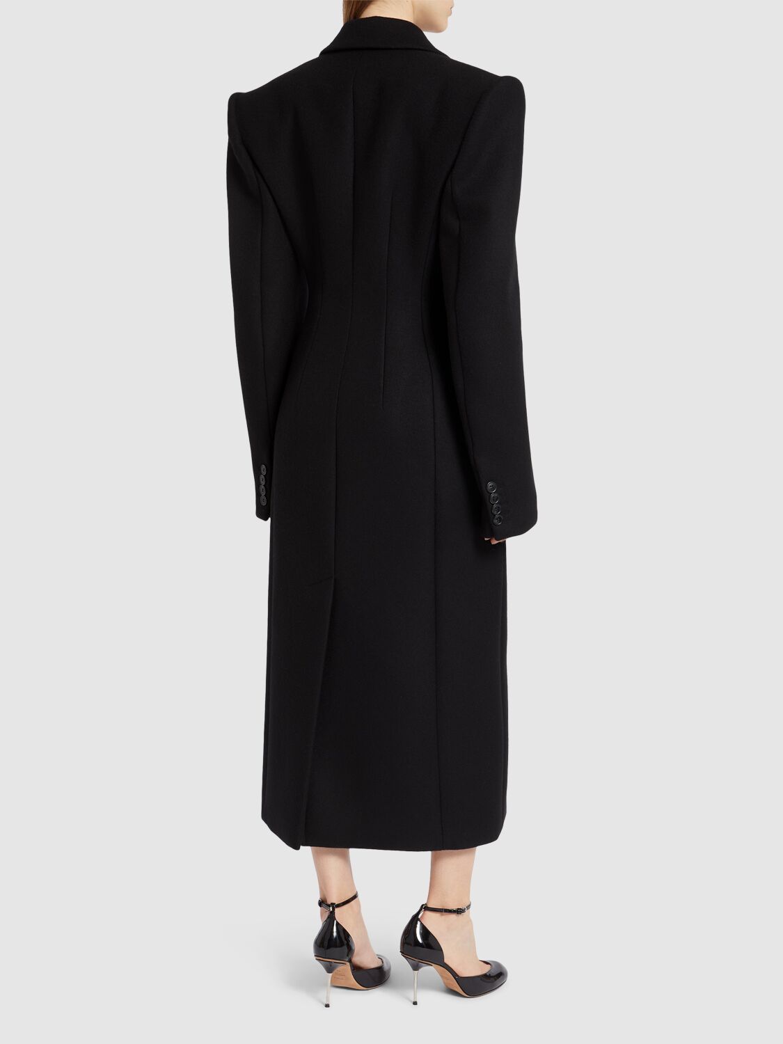 Shop Sportmax Arabia Fitted Wool & Cashmere Long Coat In Black