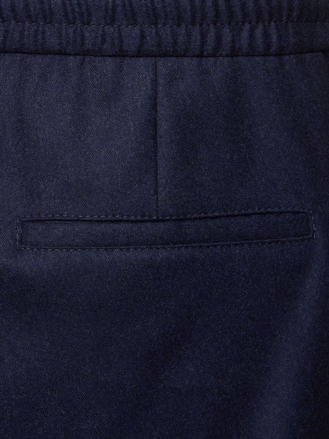 Shop Brunello Cucinelli Wool Flannel Jogger Pants In Dark Blue