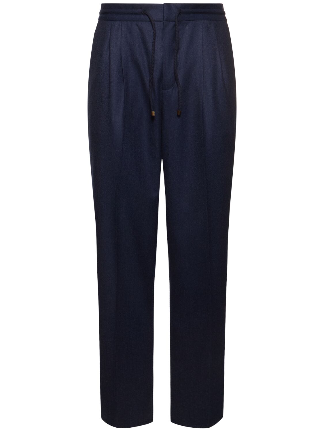 Brunello Cucinelli Wool Flannel Jogger Pants In Dark Blue