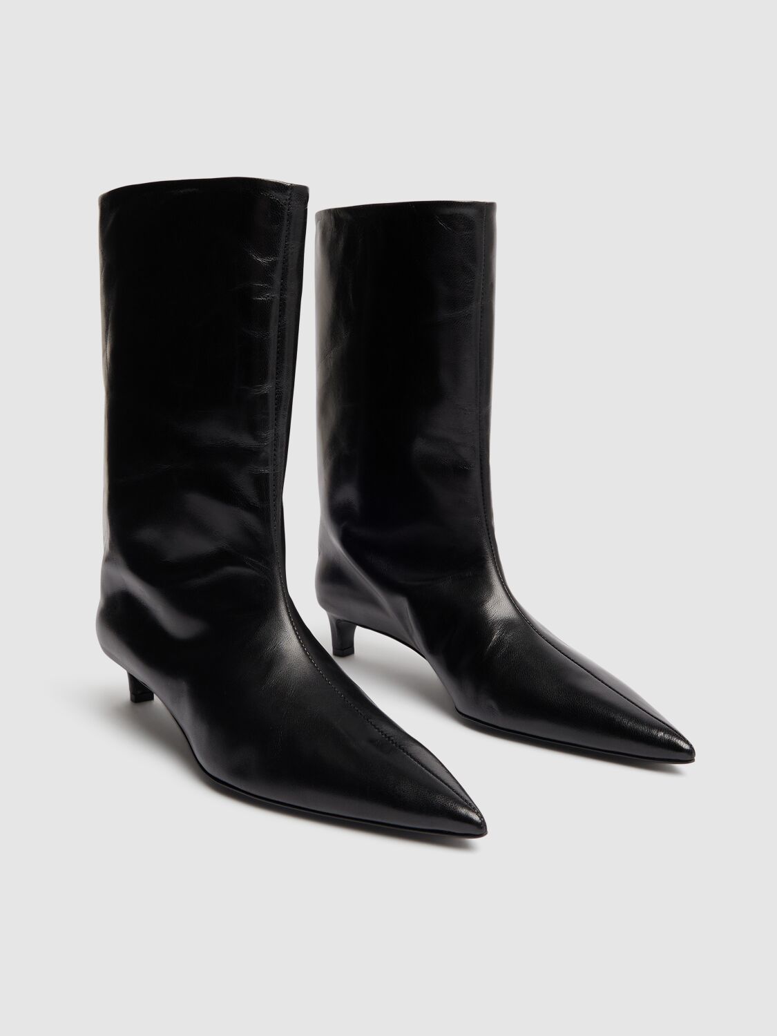 Shop Jil Sander 35mm Leather Ankle Boots In Black
