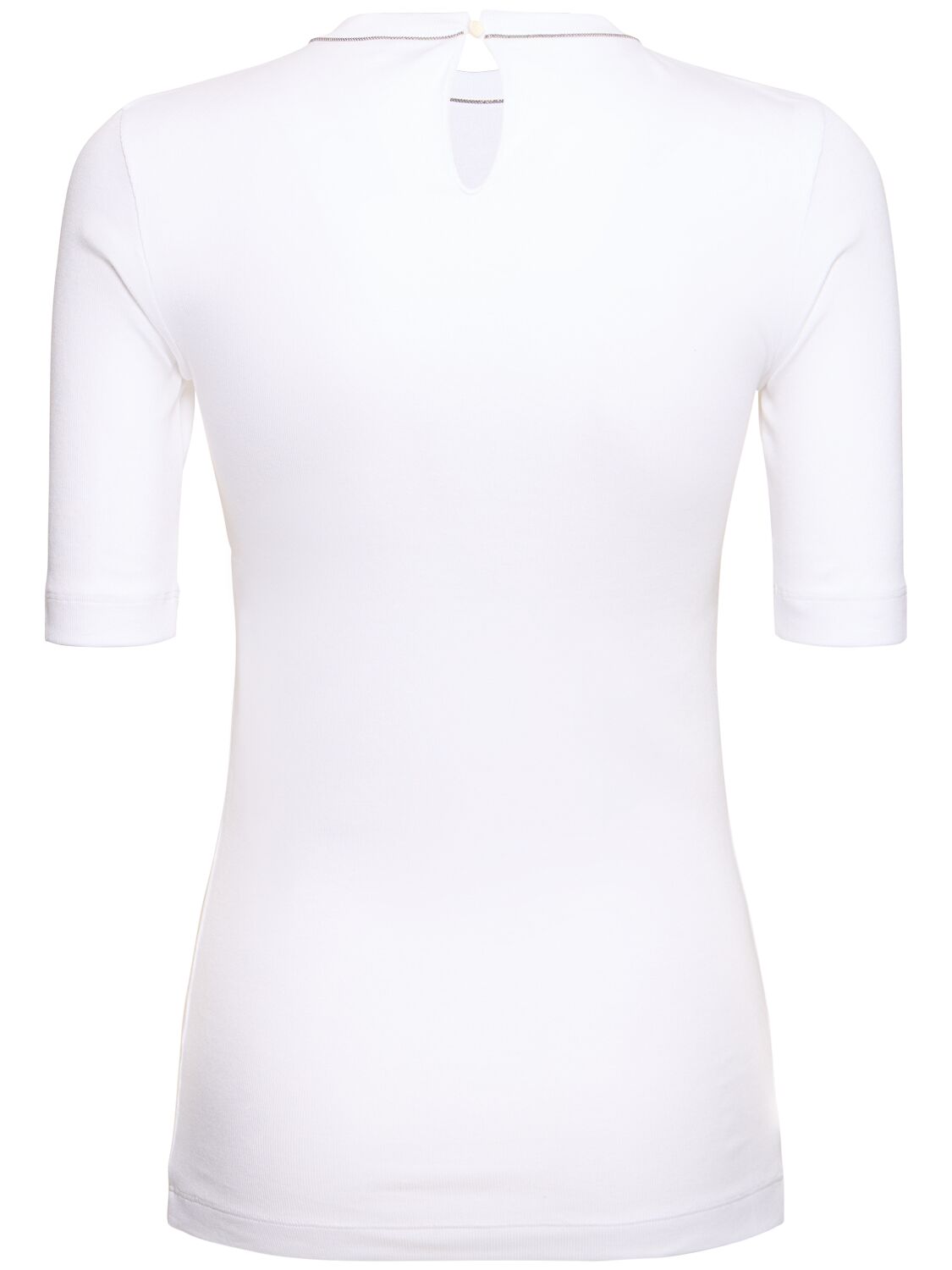 Shop Brunello Cucinelli Jersey 3/4 Sleeve T-shirt In White