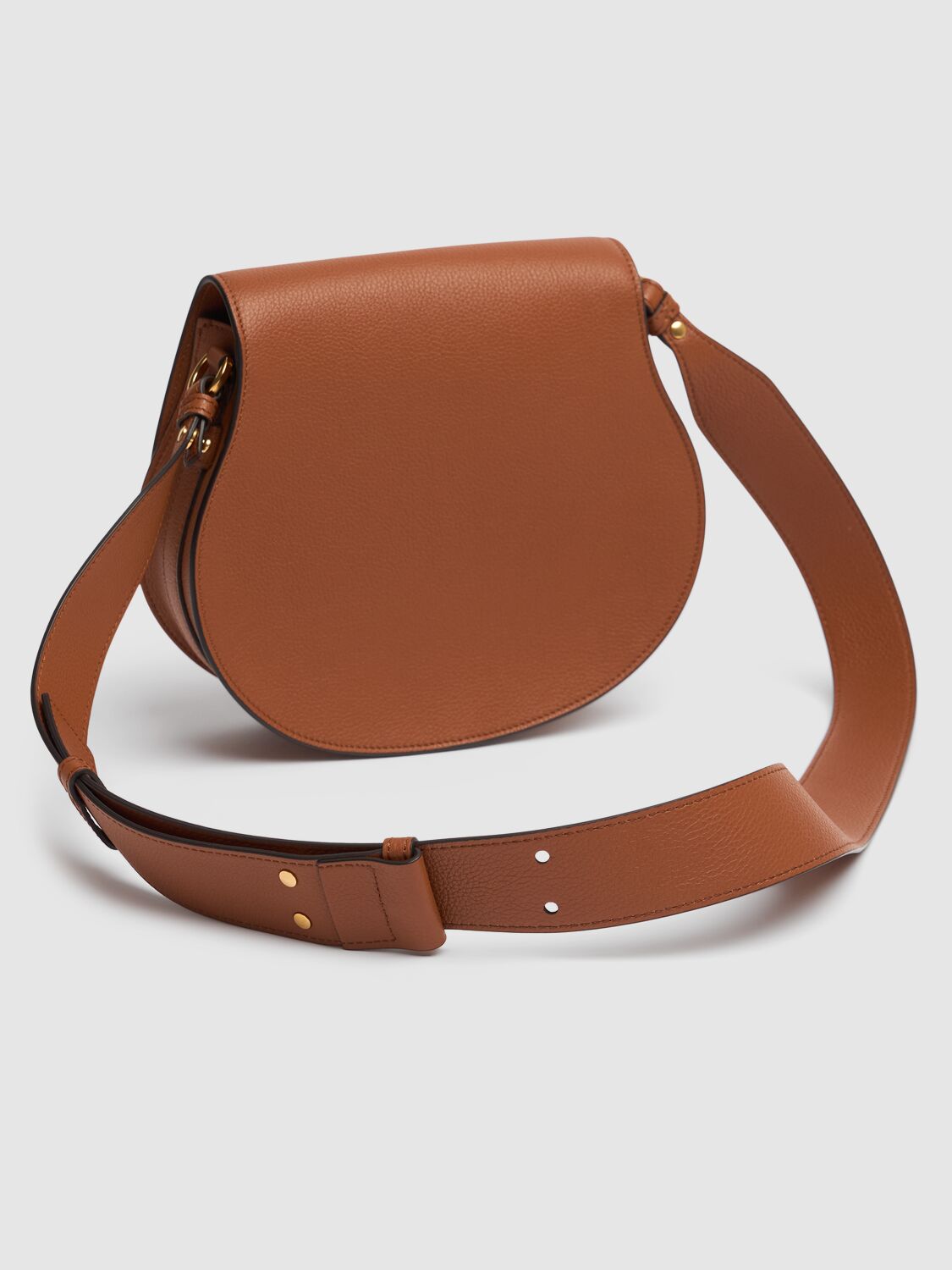 Shop Chloé Marcie Grained Leather Crossbody Bag In 棕黄色