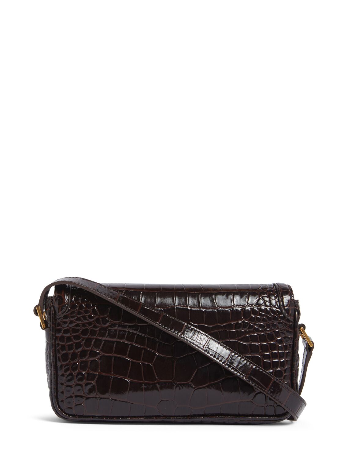 Shop Tom Ford E/w Embossed Leather Shoulder Bag In Espresso