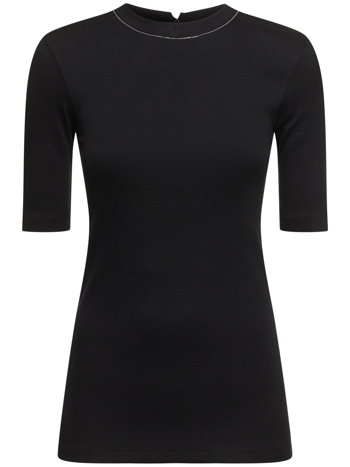 Brunello Cucinelli Jersey 3/4 Sleeve T-shirt In Black