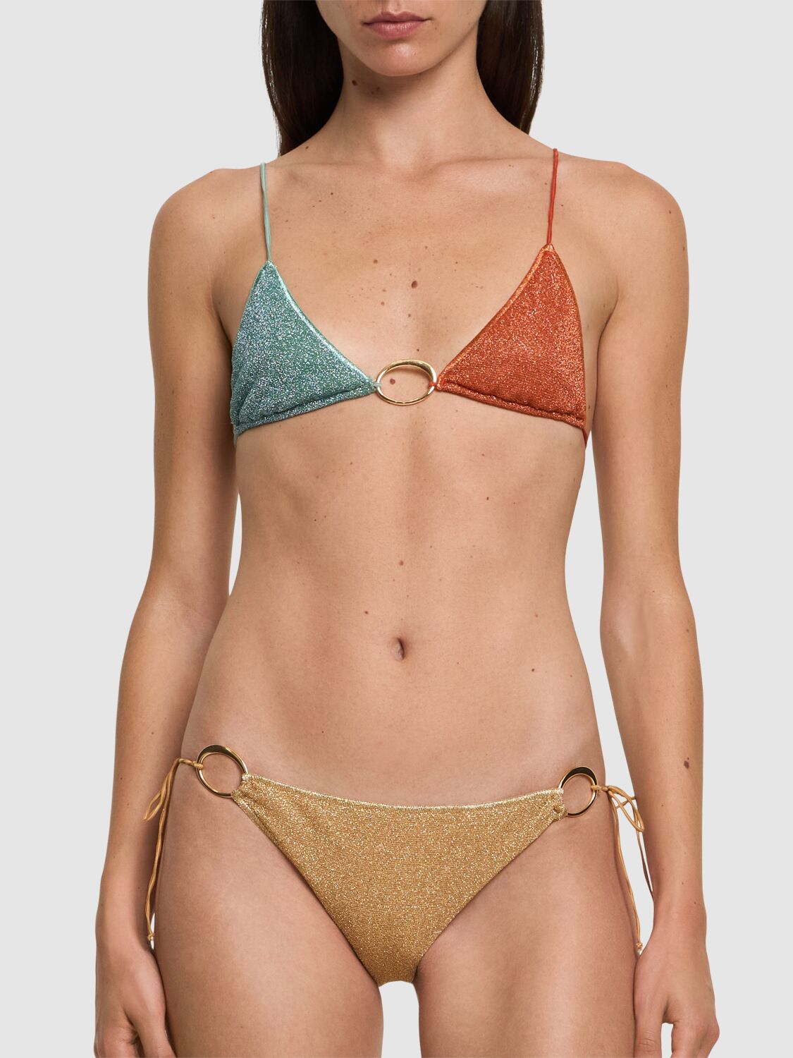 Shop Oséree Swimwear Lumiere Lurex Triangle Bikini In Multicolor