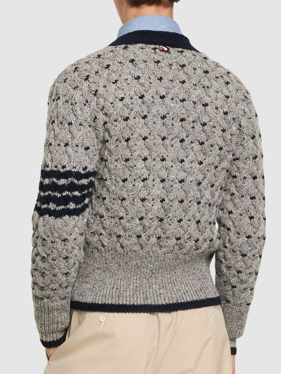 Shop Thom Browne All Over Cable Stitch Classic Cardigan In Lt Grey