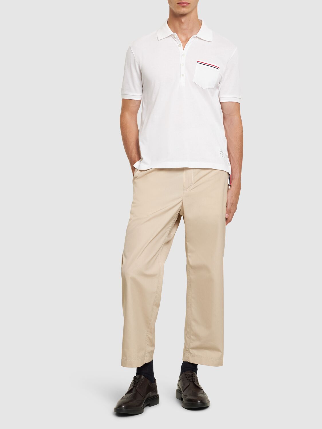 Shop Thom Browne Mercerized Cotton Piquet Polo In White