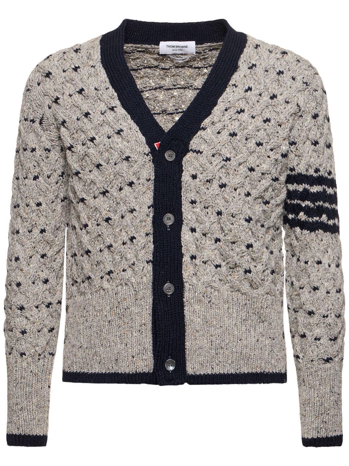 Thom Browne All Over Cable Stitch Classic Cardigan In Gray
