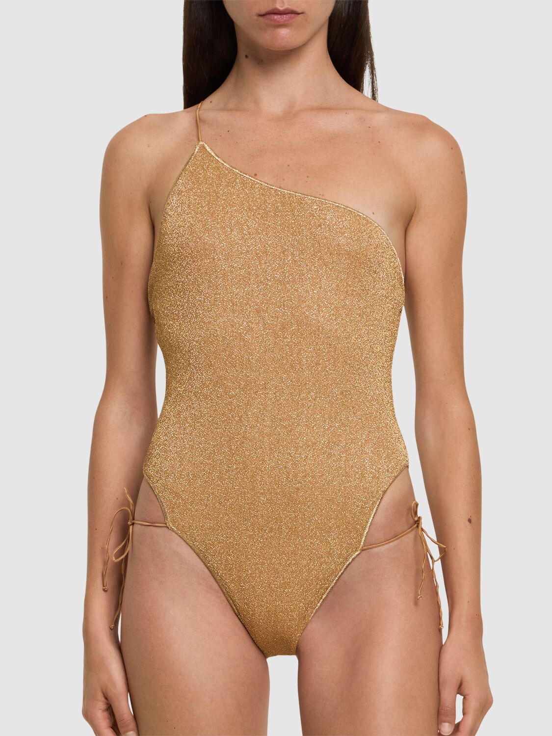 Shop Oséree Swimwear Lumiere Lurex One Piece Swimsuit In Gold