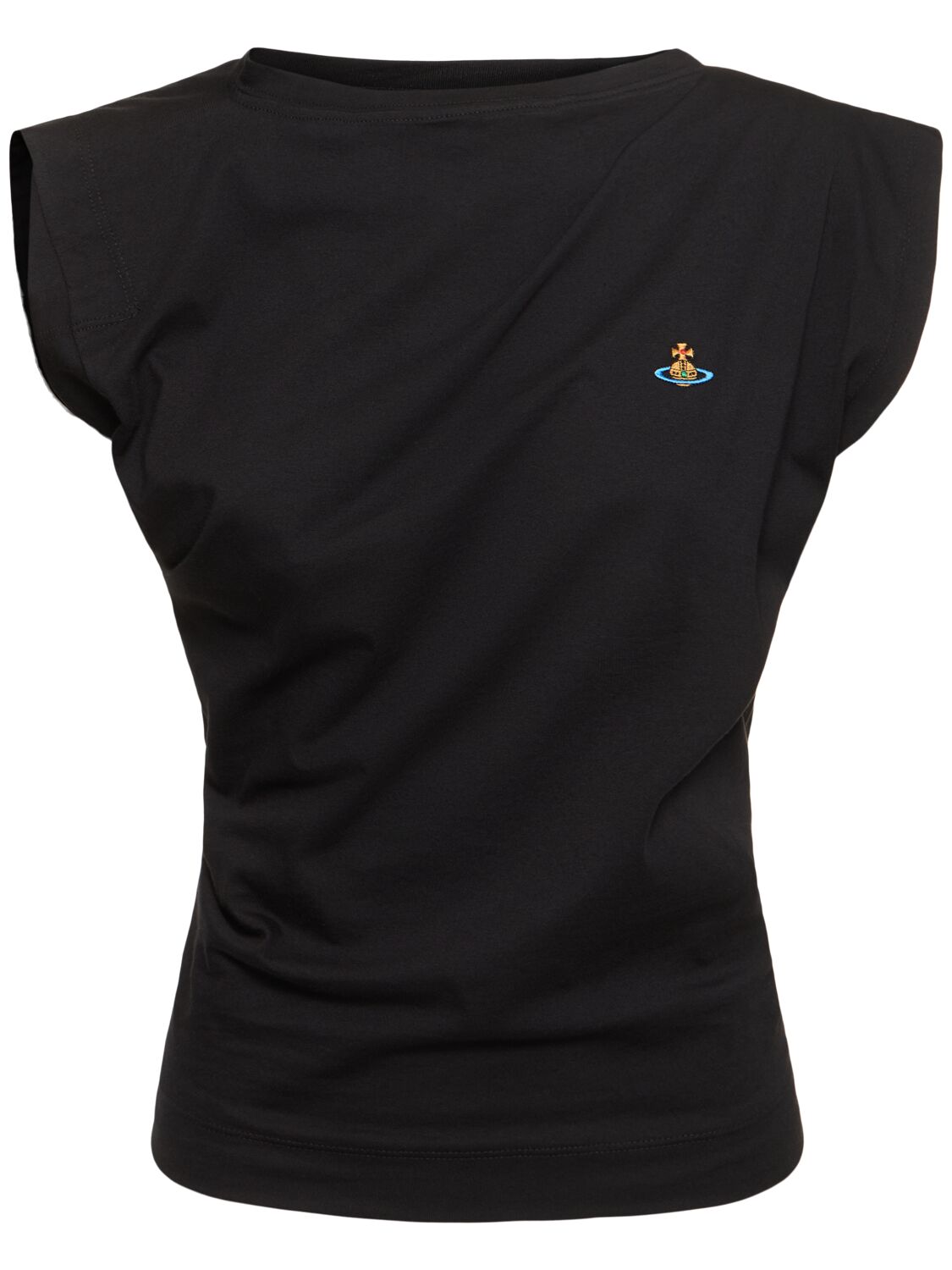 Shop Vivienne Westwood Hebo Asymmetric Draped Jersey Top In Black