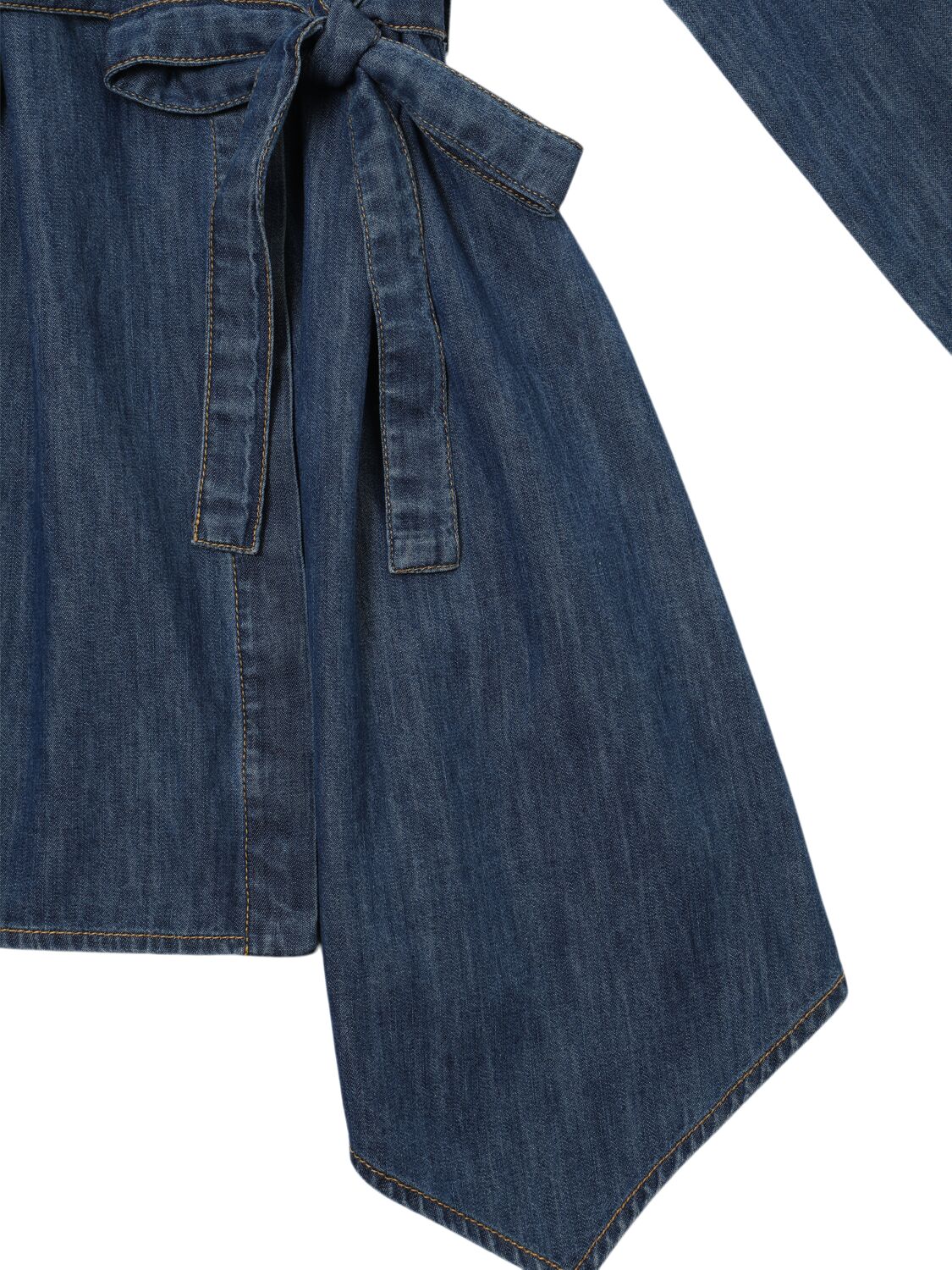 Shop Diesel Cotton Denim Dress W/belt In Dark Blue