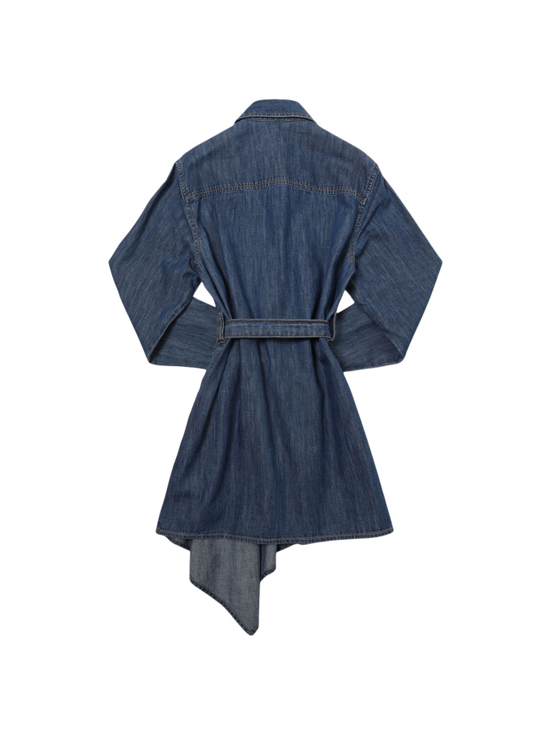 Shop Diesel Cotton Denim Dress W/belt In Dark Blue