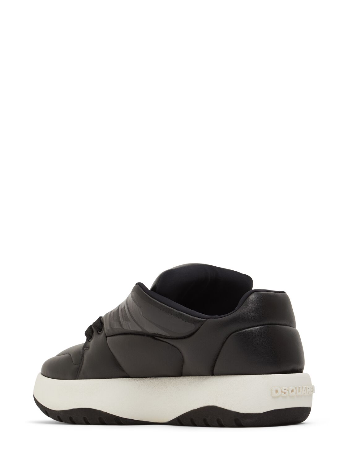 Shop Dsquared2 Icon Leather Low Sneakers In Black