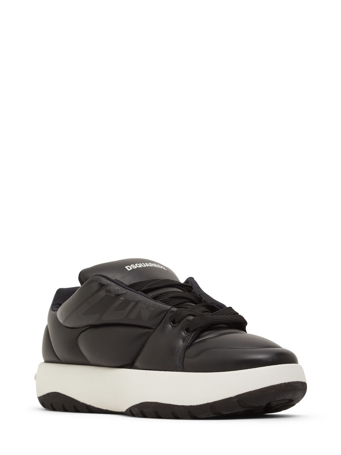 Shop Dsquared2 Icon Leather Low Sneakers In Black