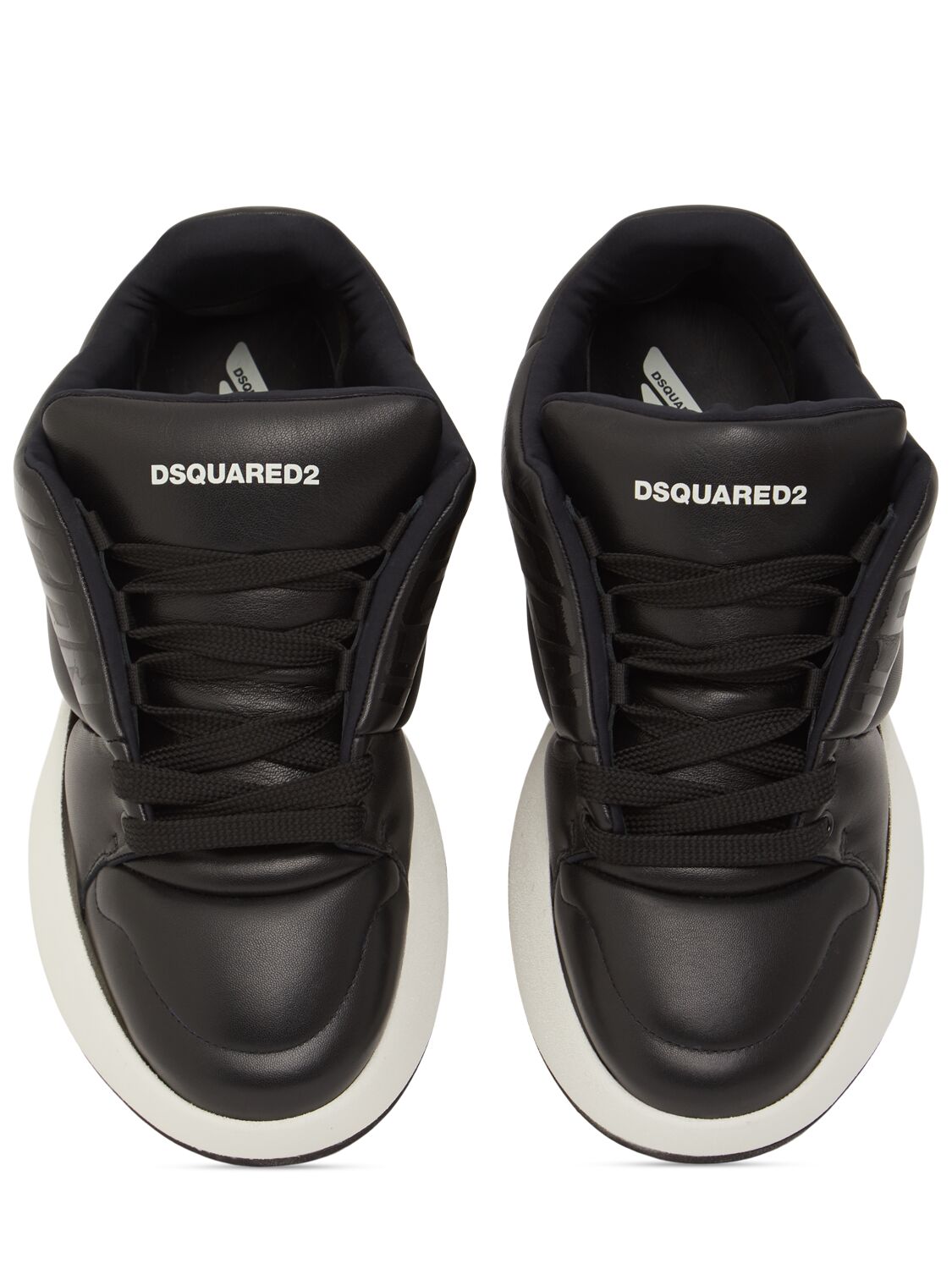 Shop Dsquared2 Icon Leather Low Sneakers In Black