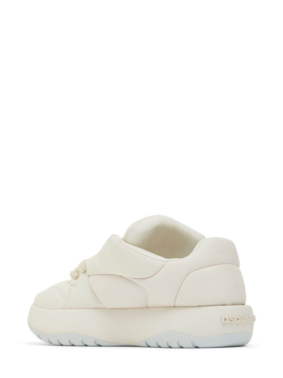 Shop Dsquared2 Icon Leather Low Sneakers In Bianco Sporco