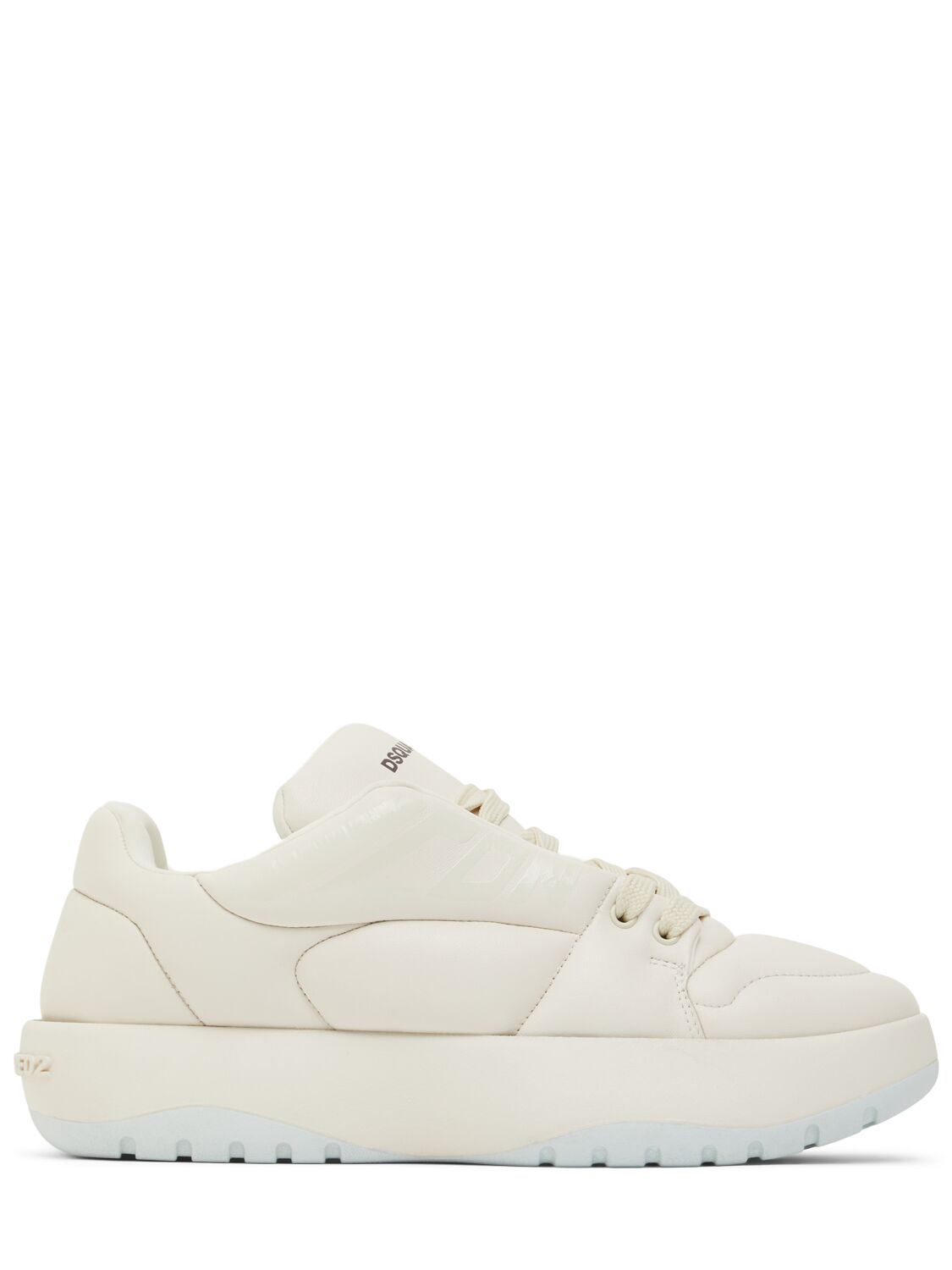 Dsquared2 Icon Leather Low Sneakers In Bianco Sporco