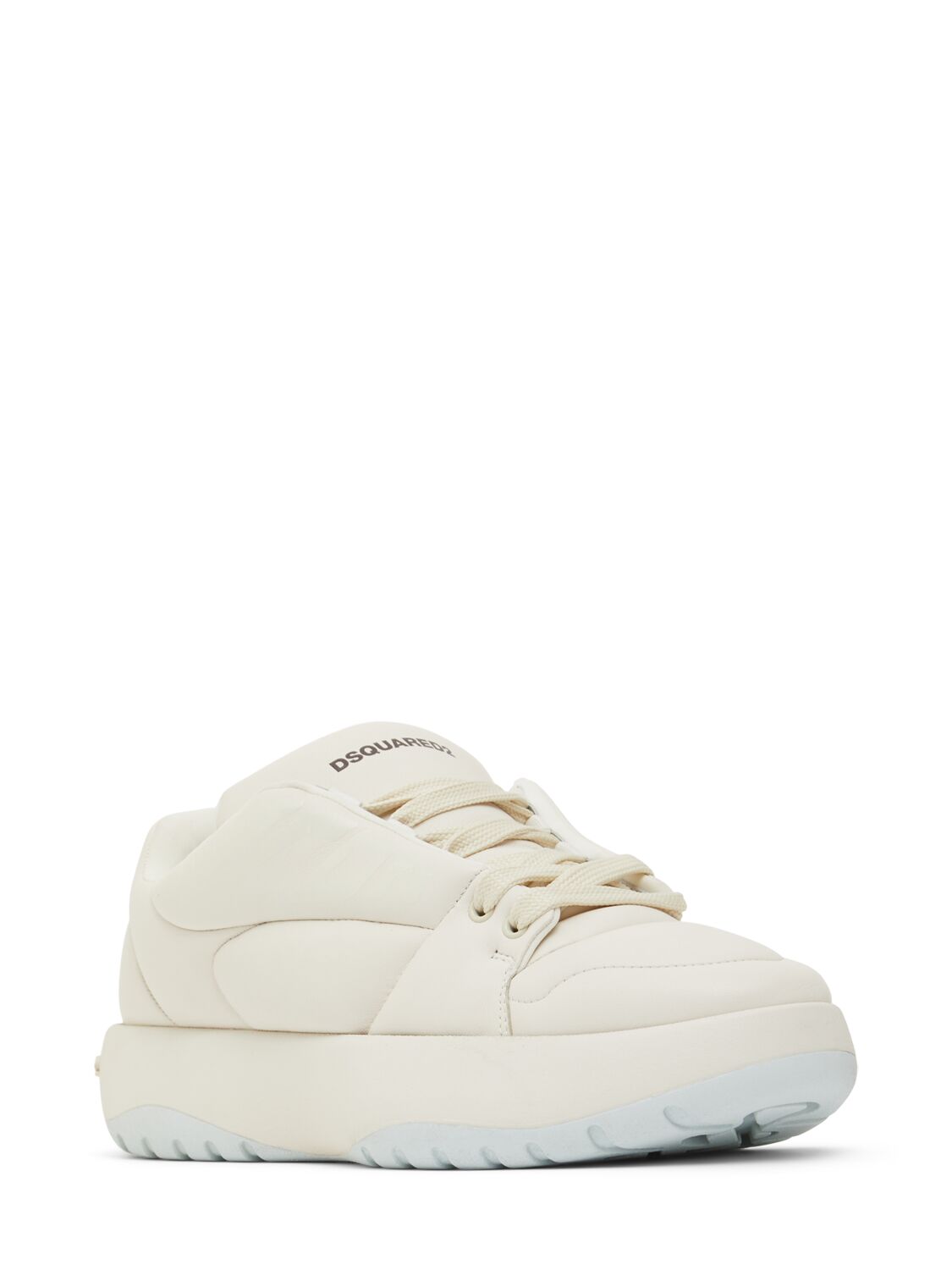 Shop Dsquared2 Icon Leather Low Sneakers In Bianco Sporco