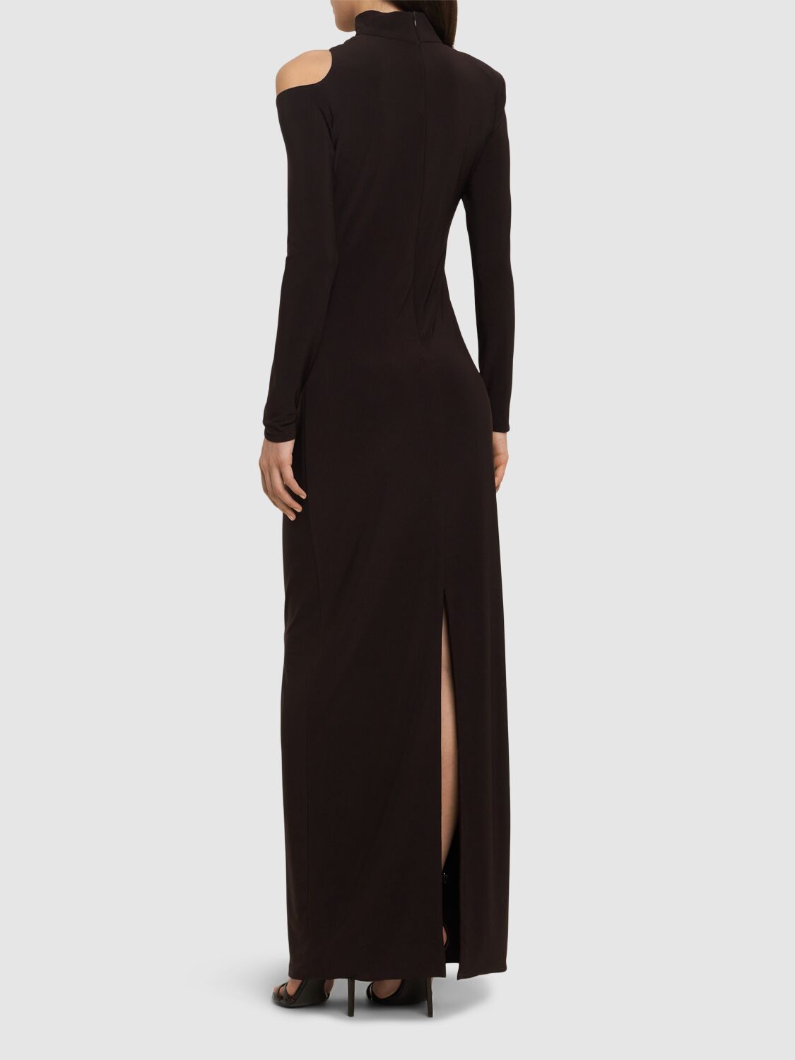 Shop Mvp Wardrobe Promotea Stretch Knit Long Dress In Dark Brown