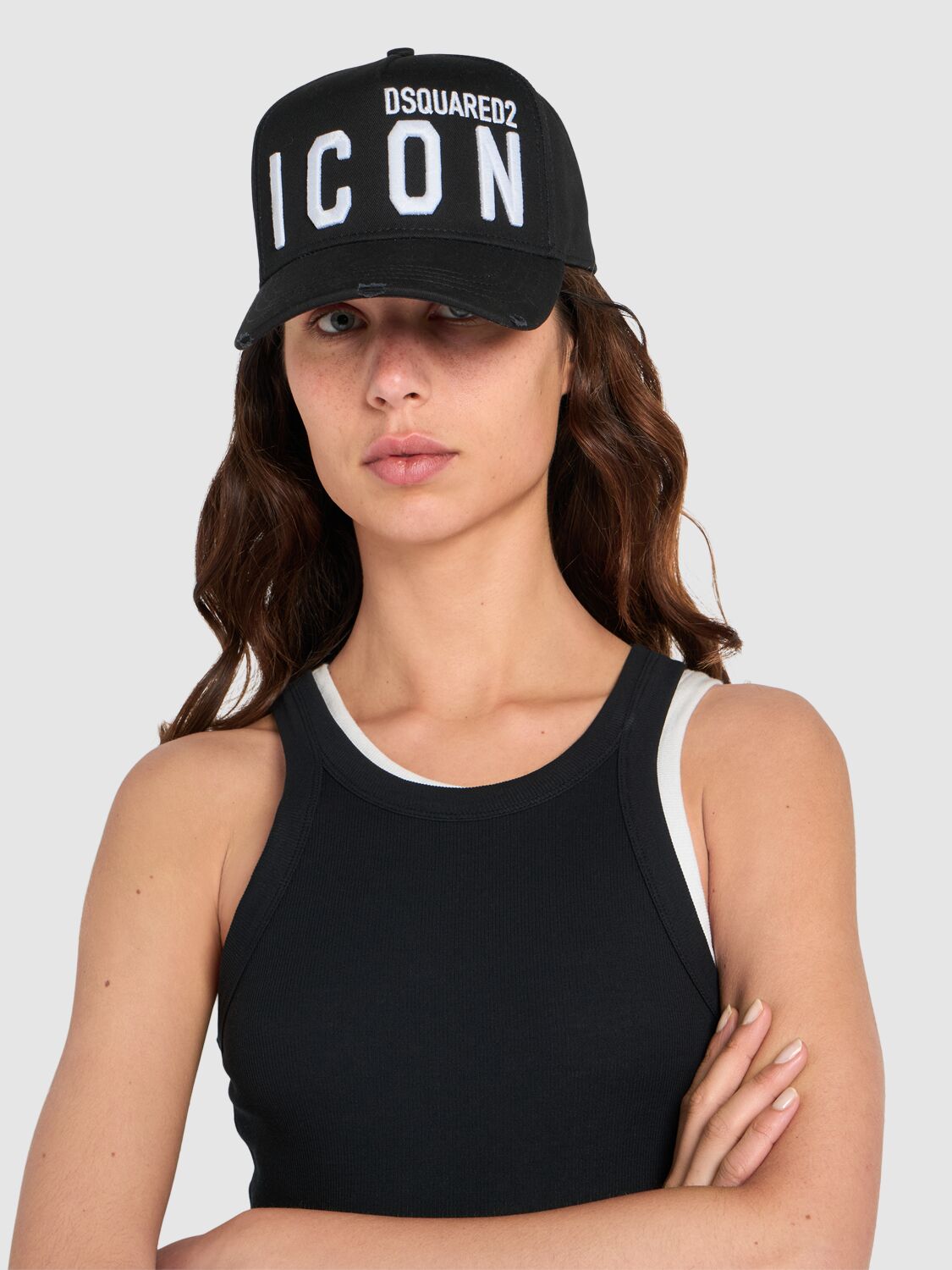 Shop Dsquared2 Be Icon Cotton Baseball Cap In Black