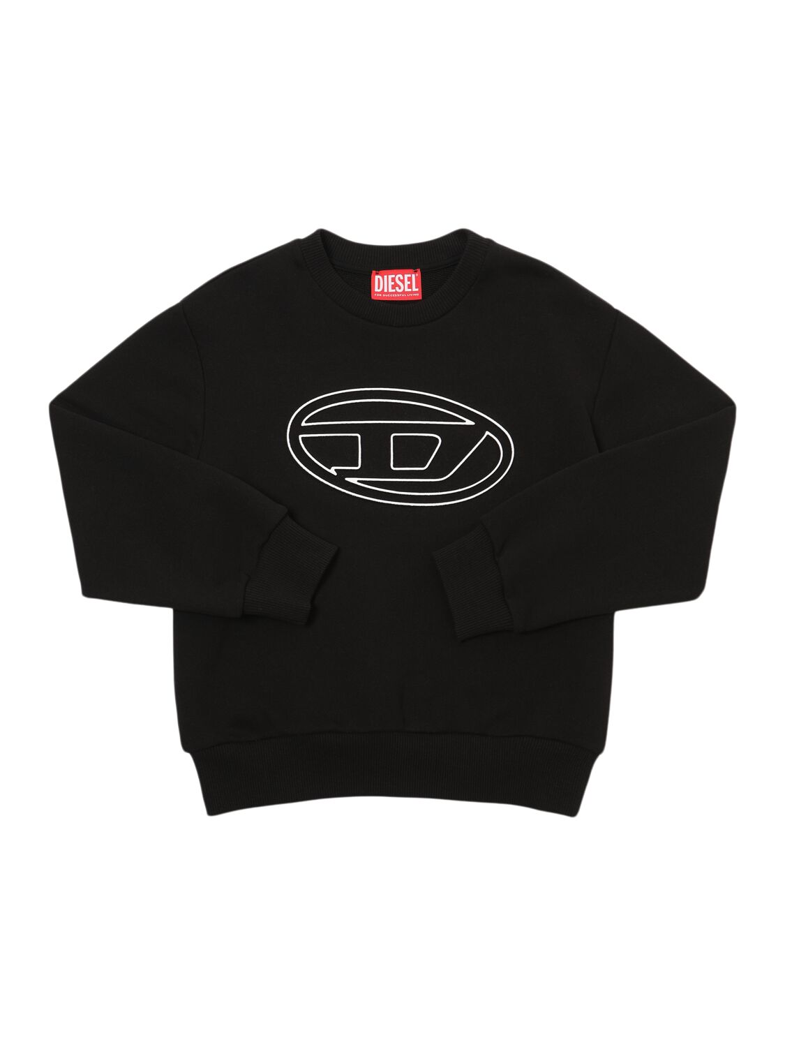 Diesel Kids' Cotton Crewneck Sweatshirt W/logo In Black