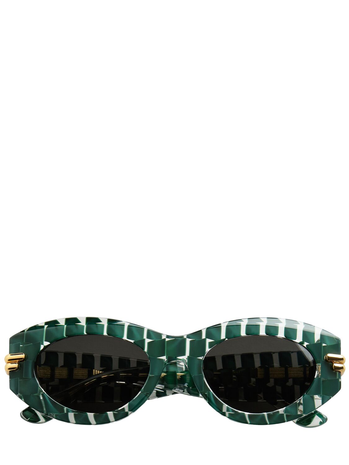 Bottega Veneta Bv1322s Mitre Acetate Oval Sunglasses In Green