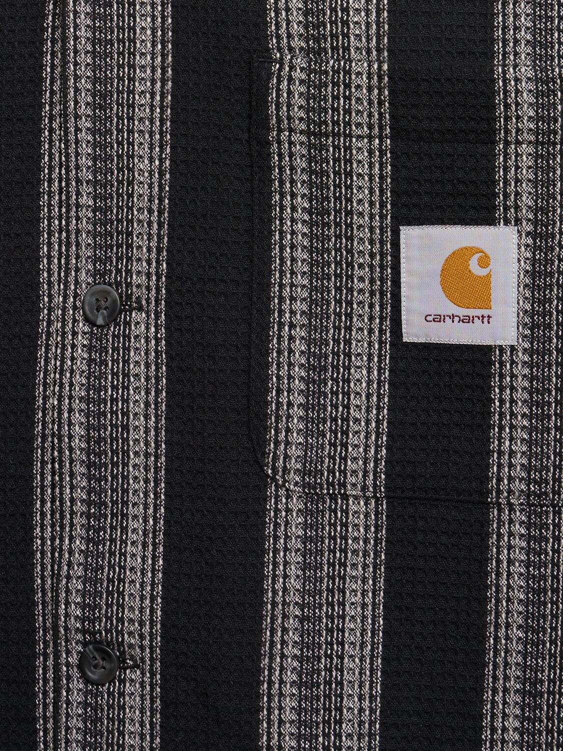 Shop Carhartt Dodson Waffle Weave Cotton Shirt In Stripe Black