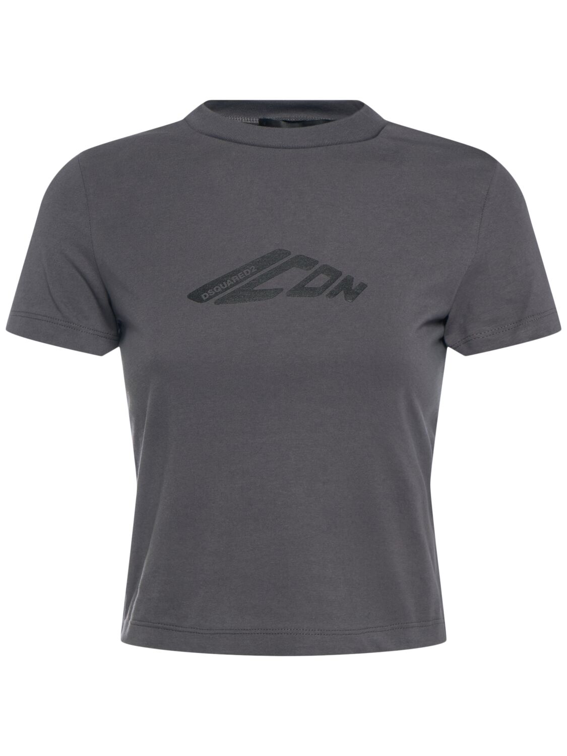 Shop Dsquared2 Be Icon Mini Fit Crop T-shirt In Grey