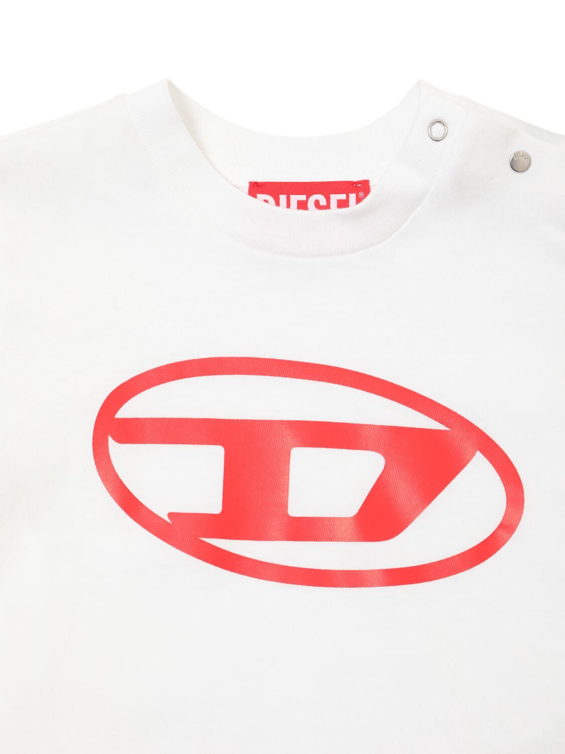 Shop Diesel Printed Cotton Jersey T-shirt W/logo In White