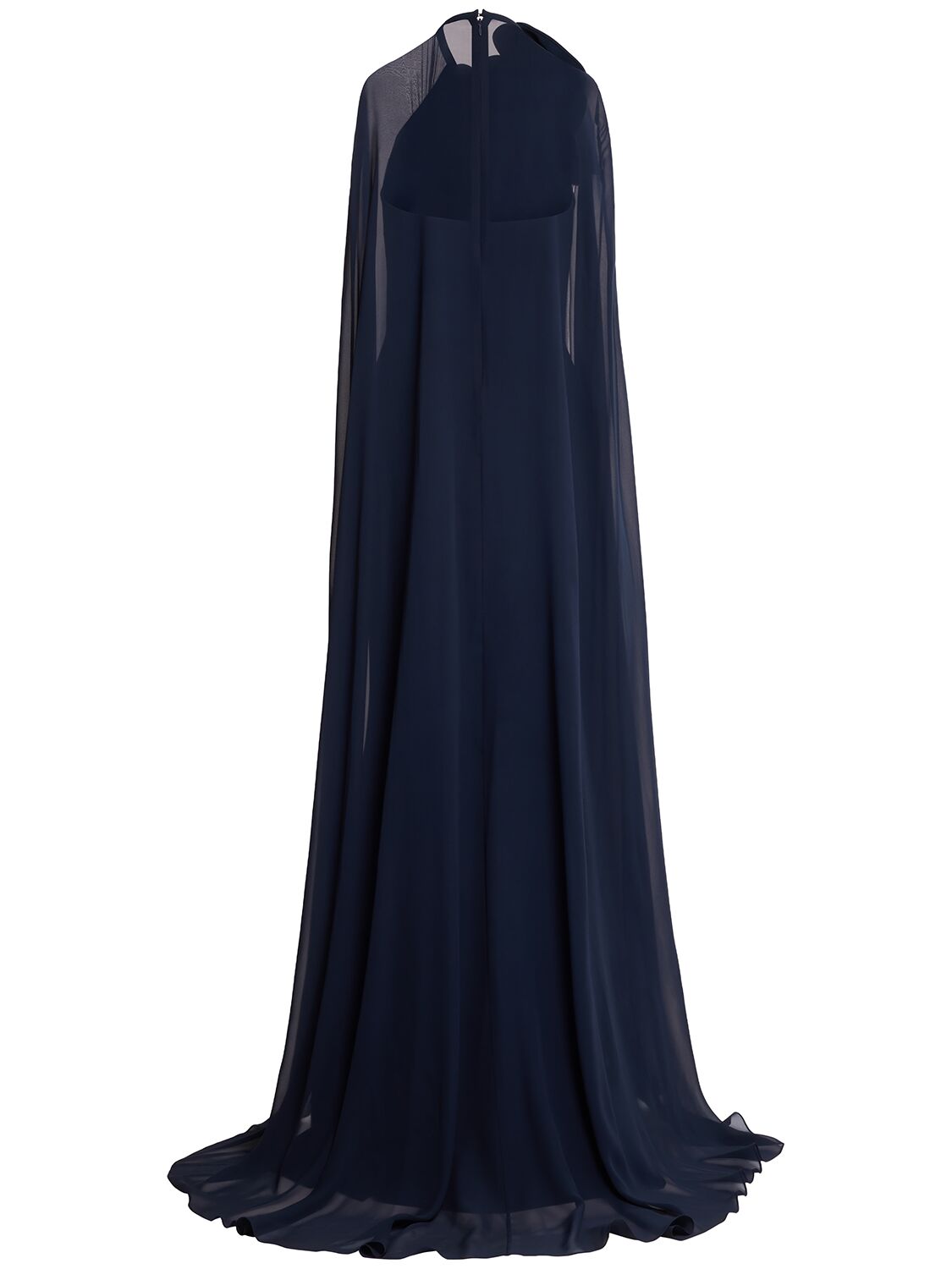 Shop Elie Saab Silk Blend Long Dress In Blue