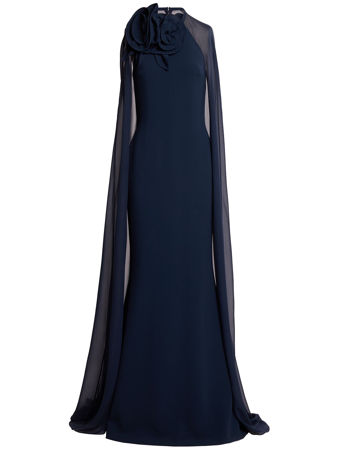 Elie Saab Silk Blend Long Dress In Blue