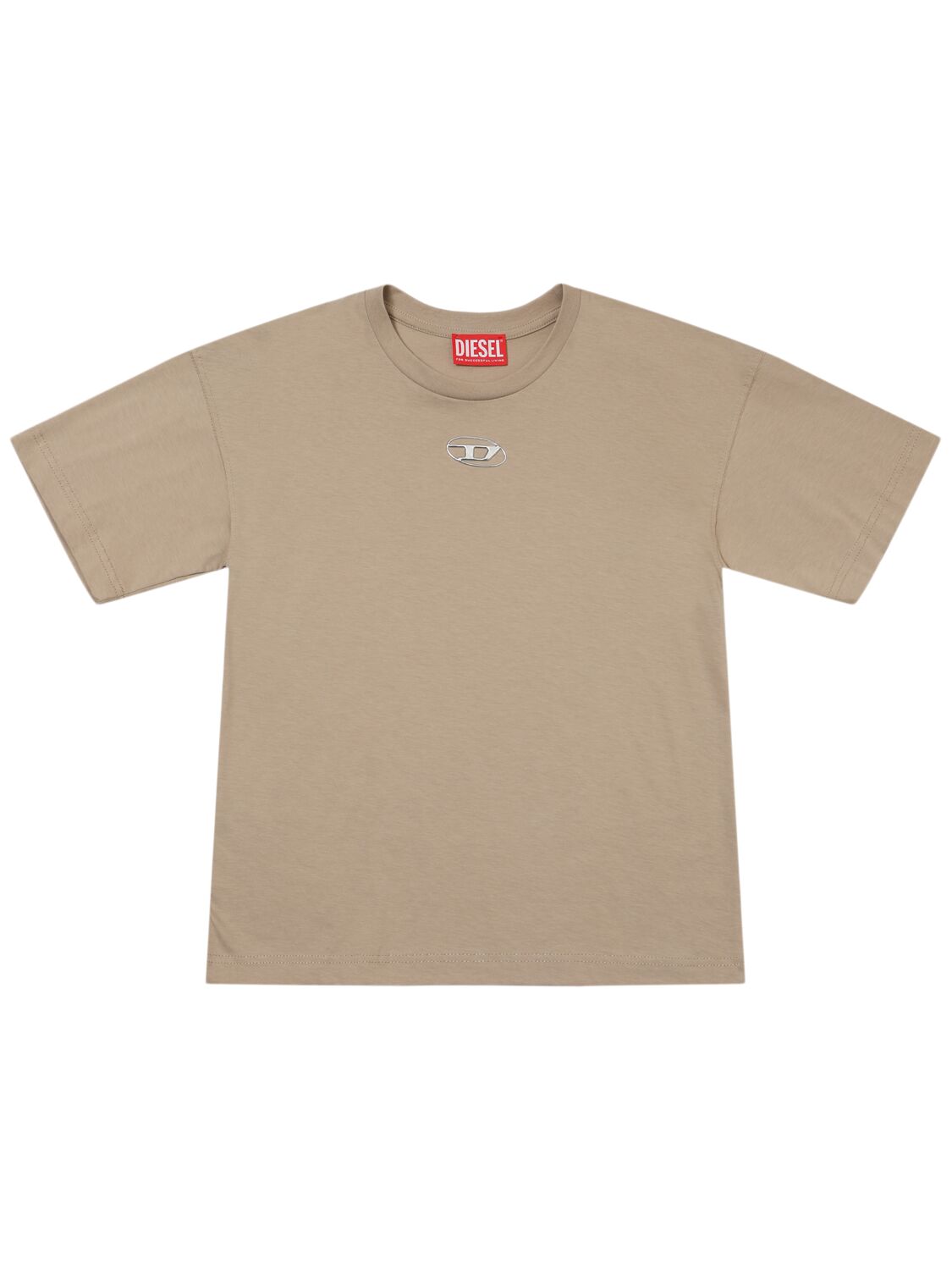 Diesel Cotton Jersey T-shirt W/logo In Beige