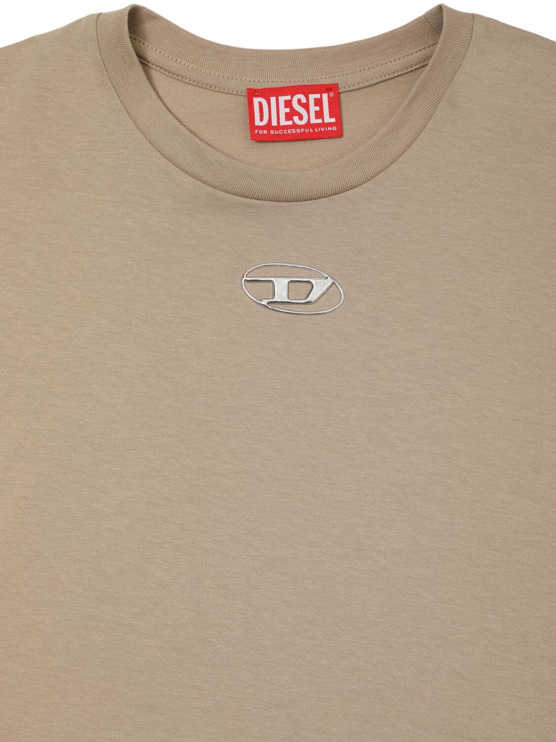 Shop Diesel Cotton Jersey T-shirt W/logo In Beige