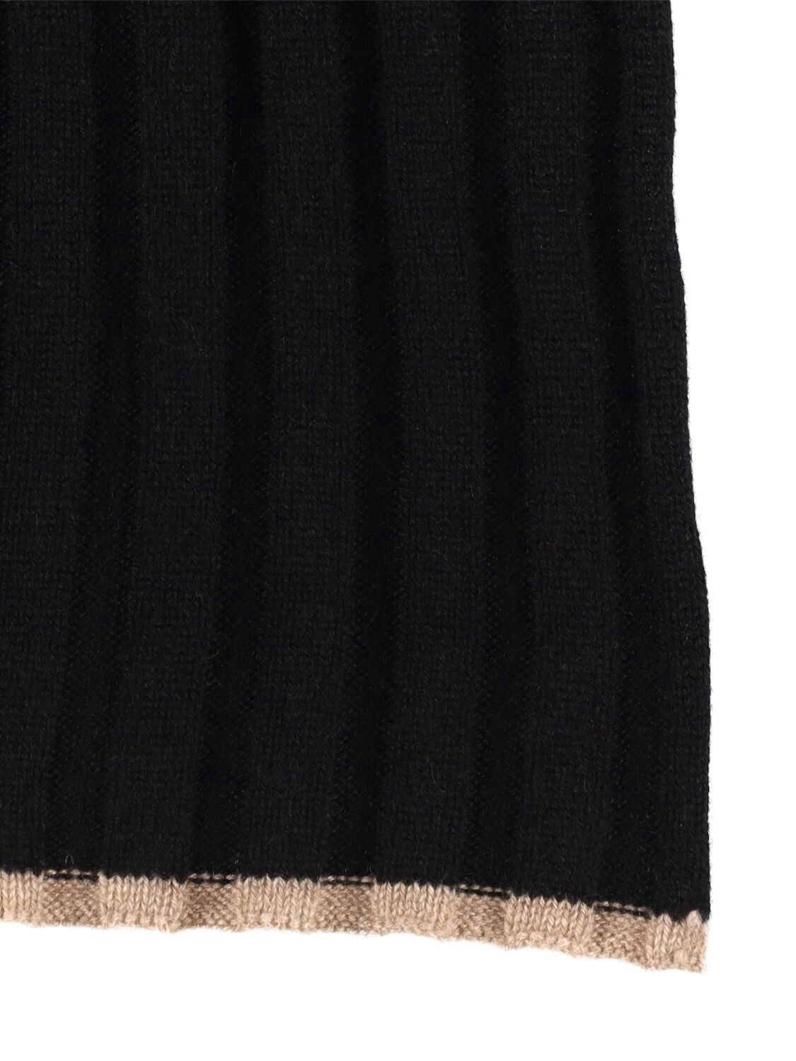 Shop Brunello Cucinelli Fine Cashmere Rib Knit Scarf In Black,camel