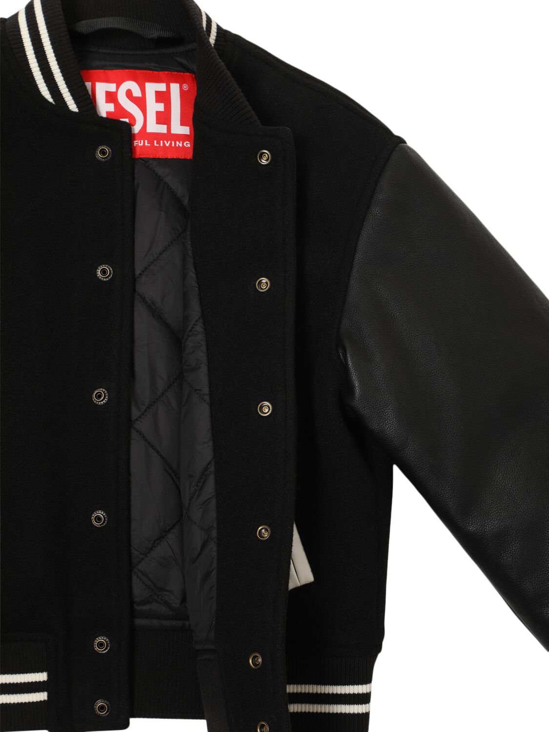 Shop Diesel Poly Faux Leather Bomber Jacket In Black