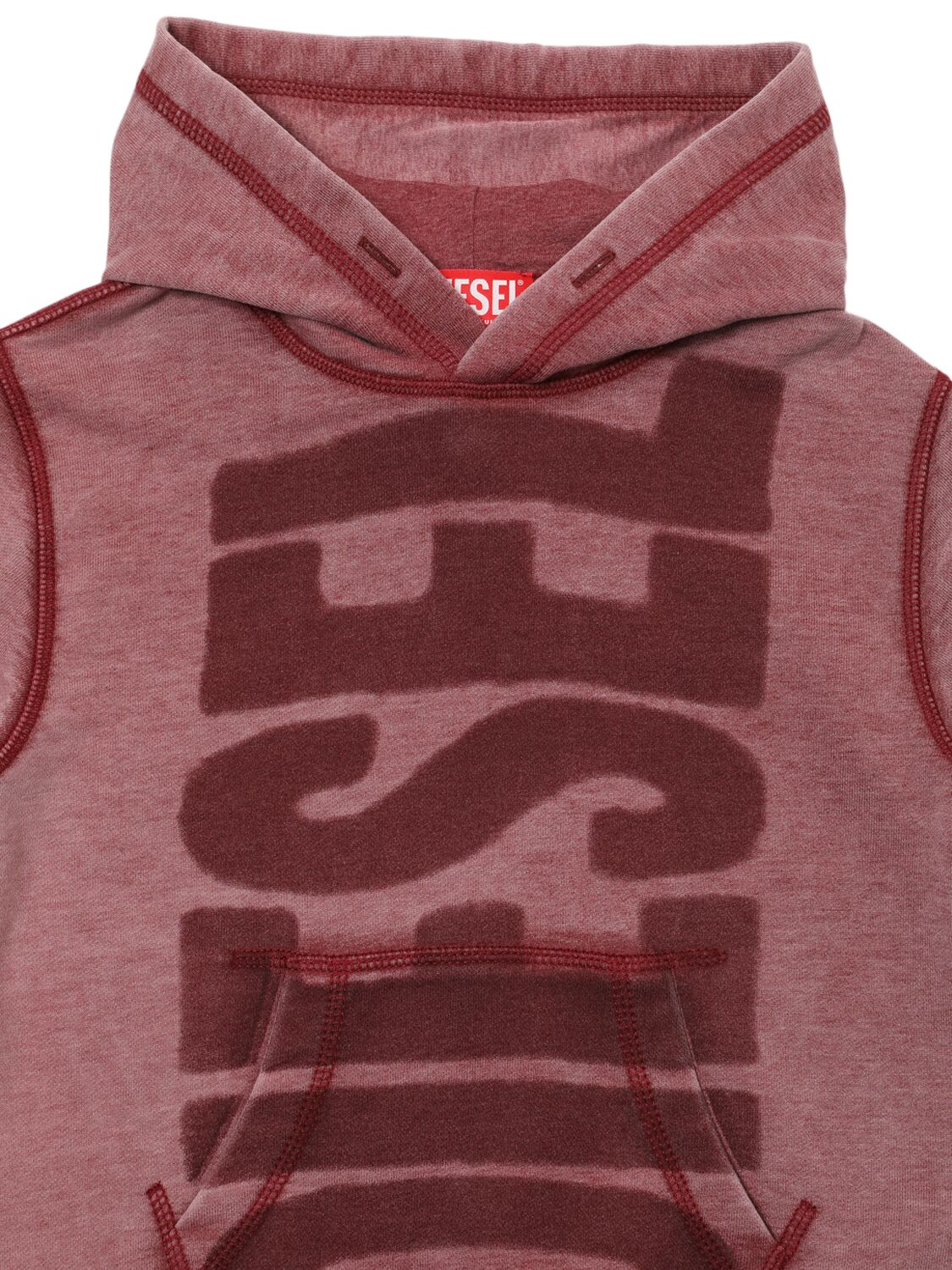 Shop Diesel Logo Cotton Hooded Sweatshirt In Red