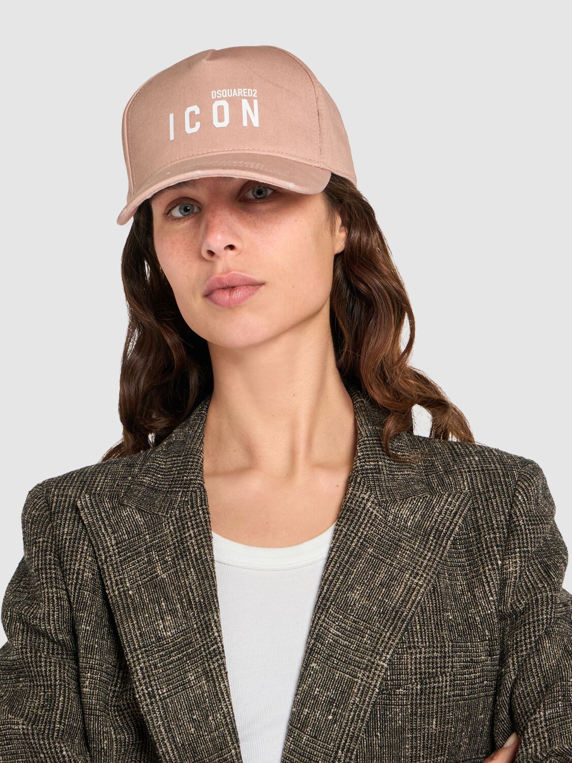 Shop Dsquared2 Mini Icon Cotton Baseball Cap In Powder Pink