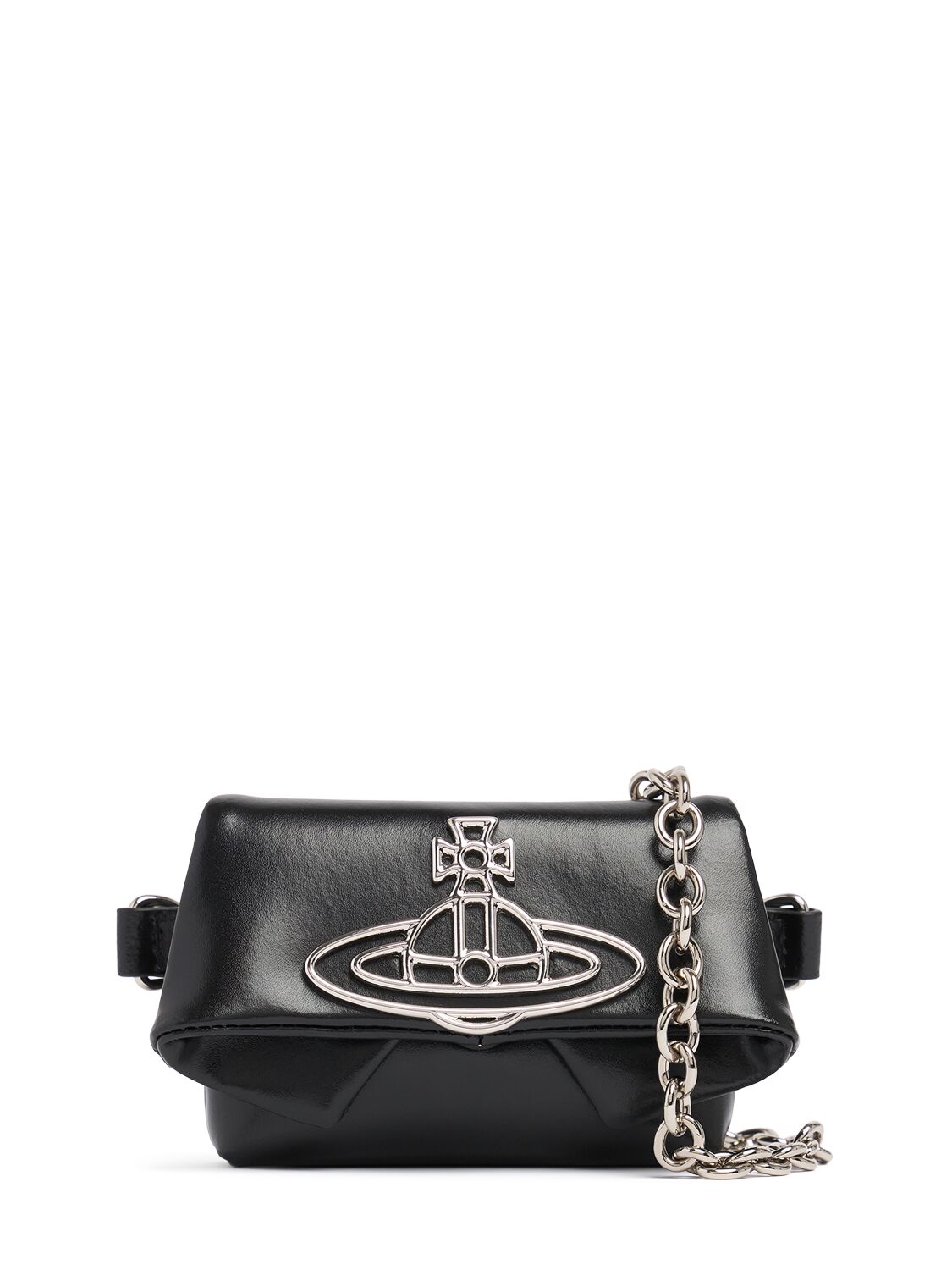 Vivienne Westwood Mini Courtney Chain Silky Leather Bag In Black