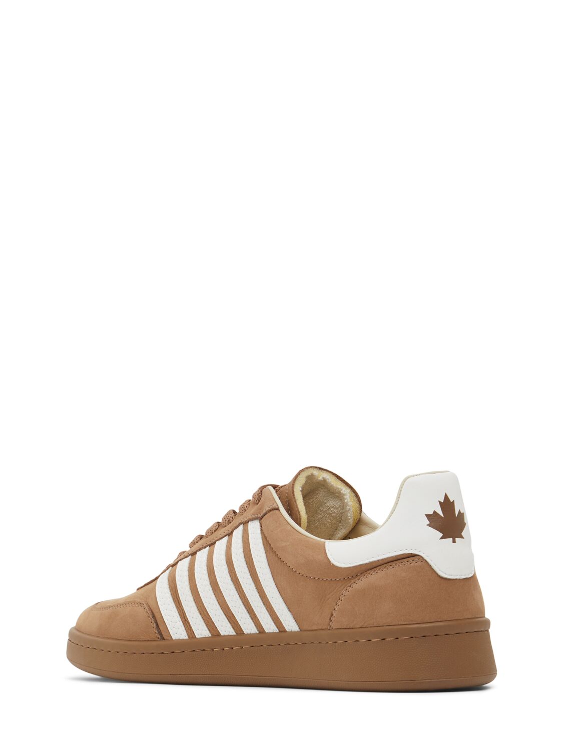 Shop Dsquared2 Boxer Leather Sneakers In Beige/white