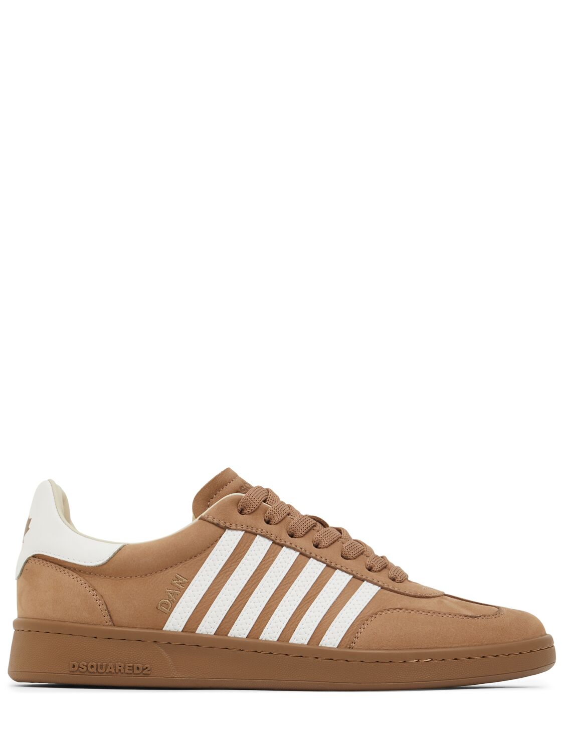 Dsquared2 Boxer Leather Sneakers In Beige/white