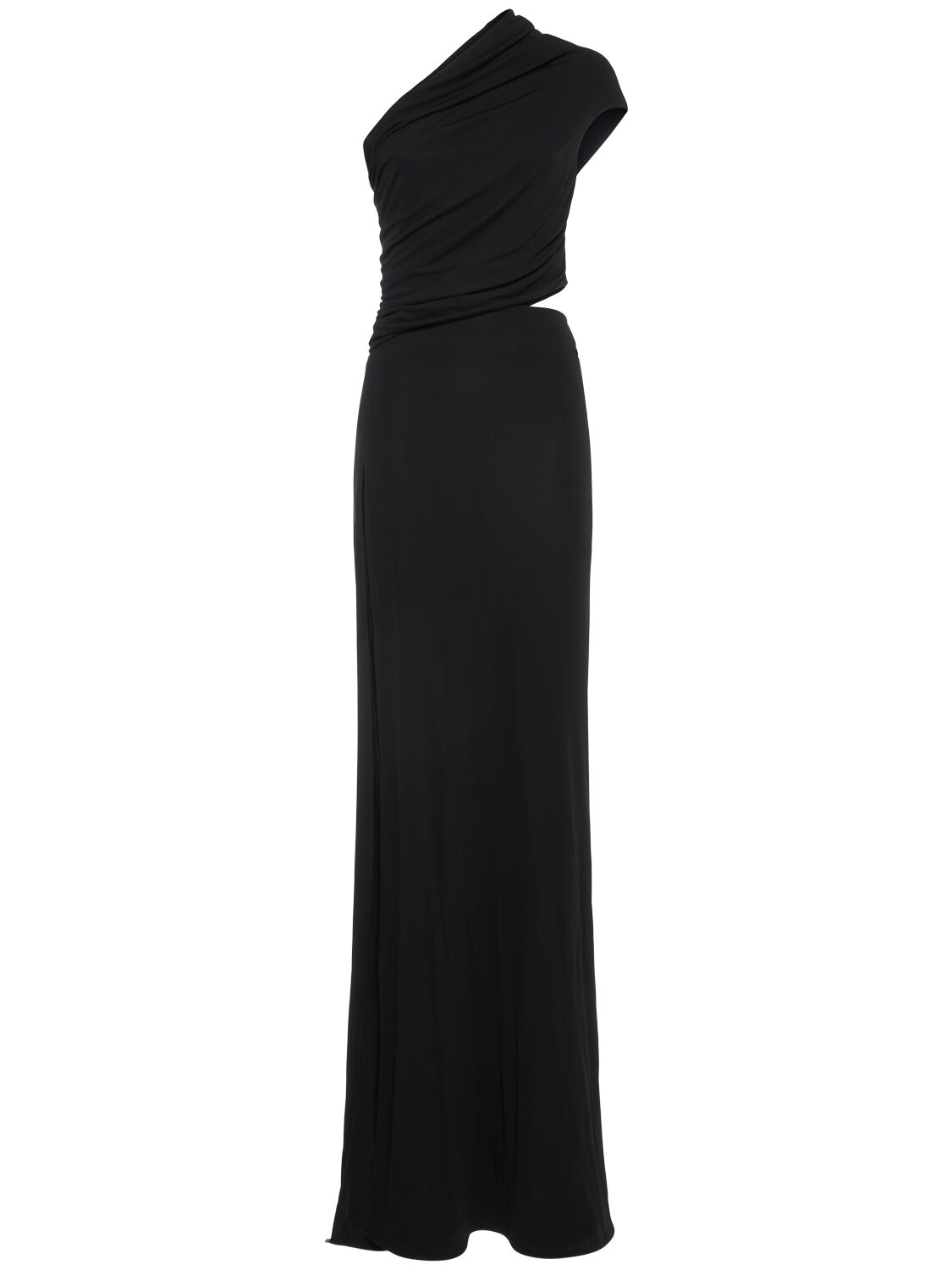 Shop Dsquared2 Viscose Jersey Crepe Long Dress In Black