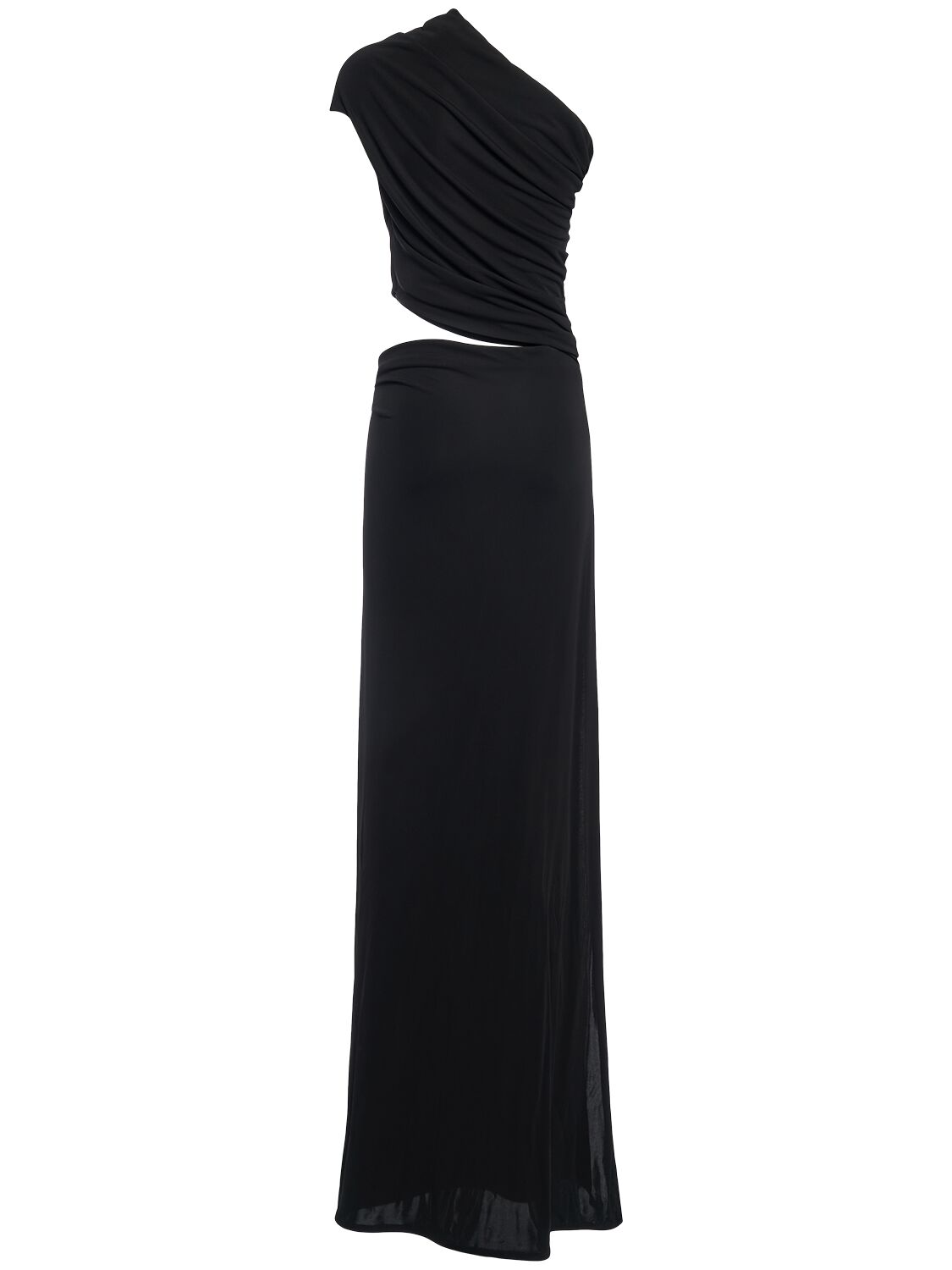 Shop Dsquared2 Viscose Jersey Crepe Long Dress In Black