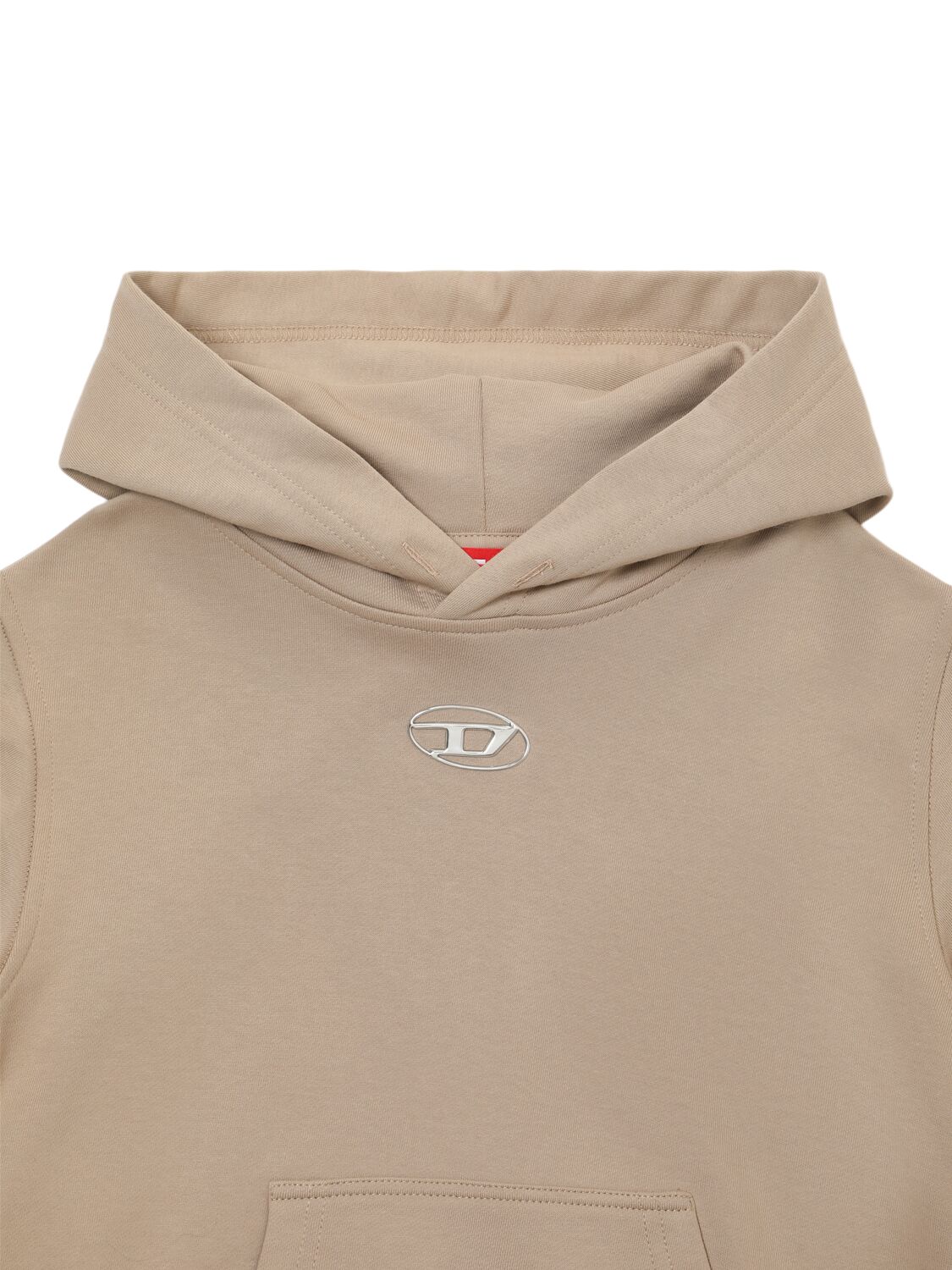 Shop Diesel Cotton Hooded Sweatshirt In Beige