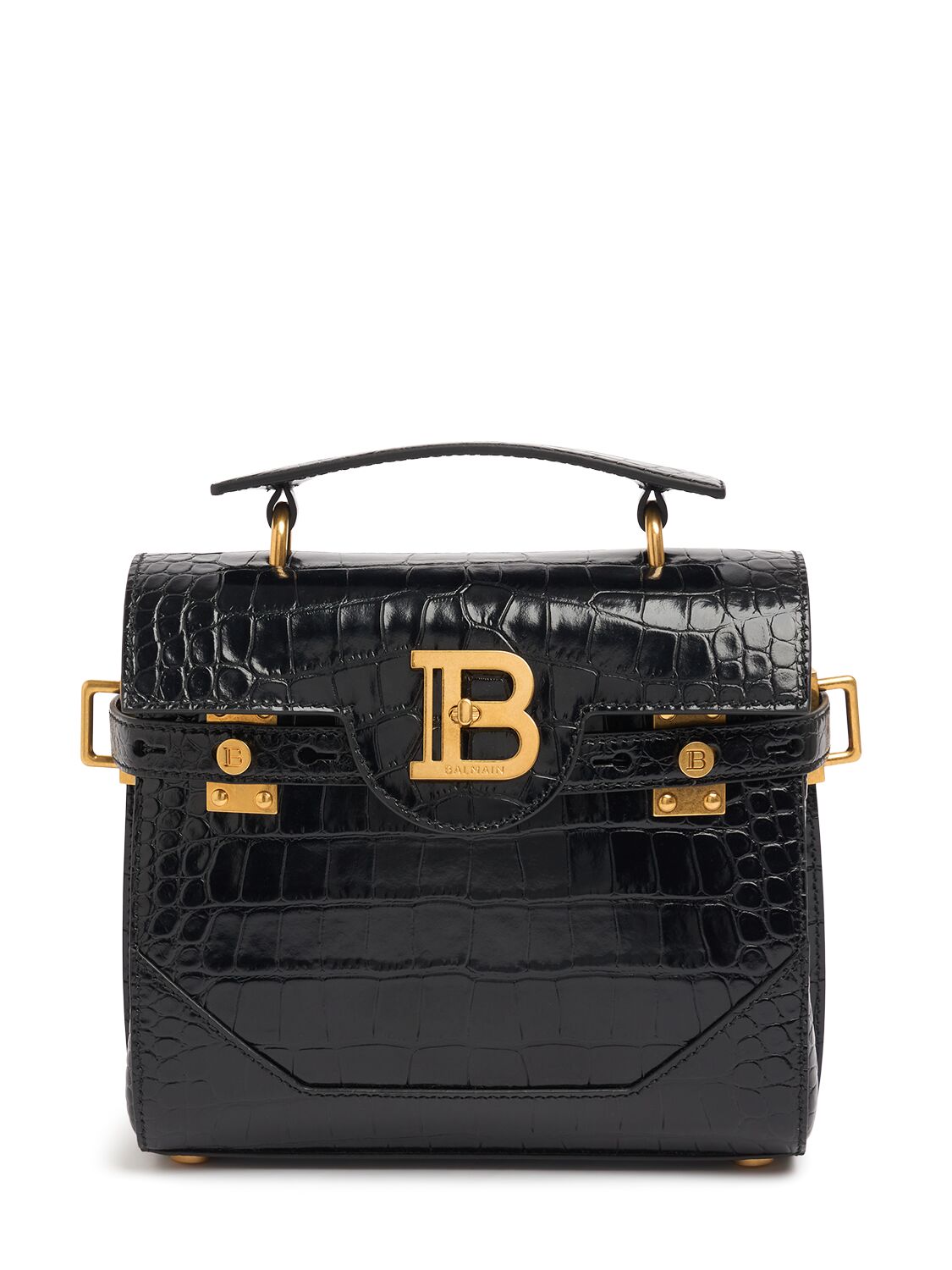 Balmain B-buzz 23 Embossed Leather Bag In Black