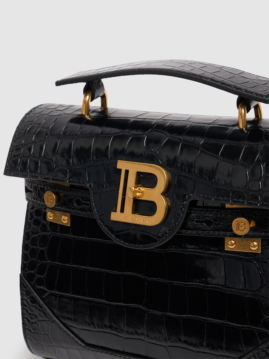 Shop Balmain B-buzz 23 Embossed Leather Bag In Black