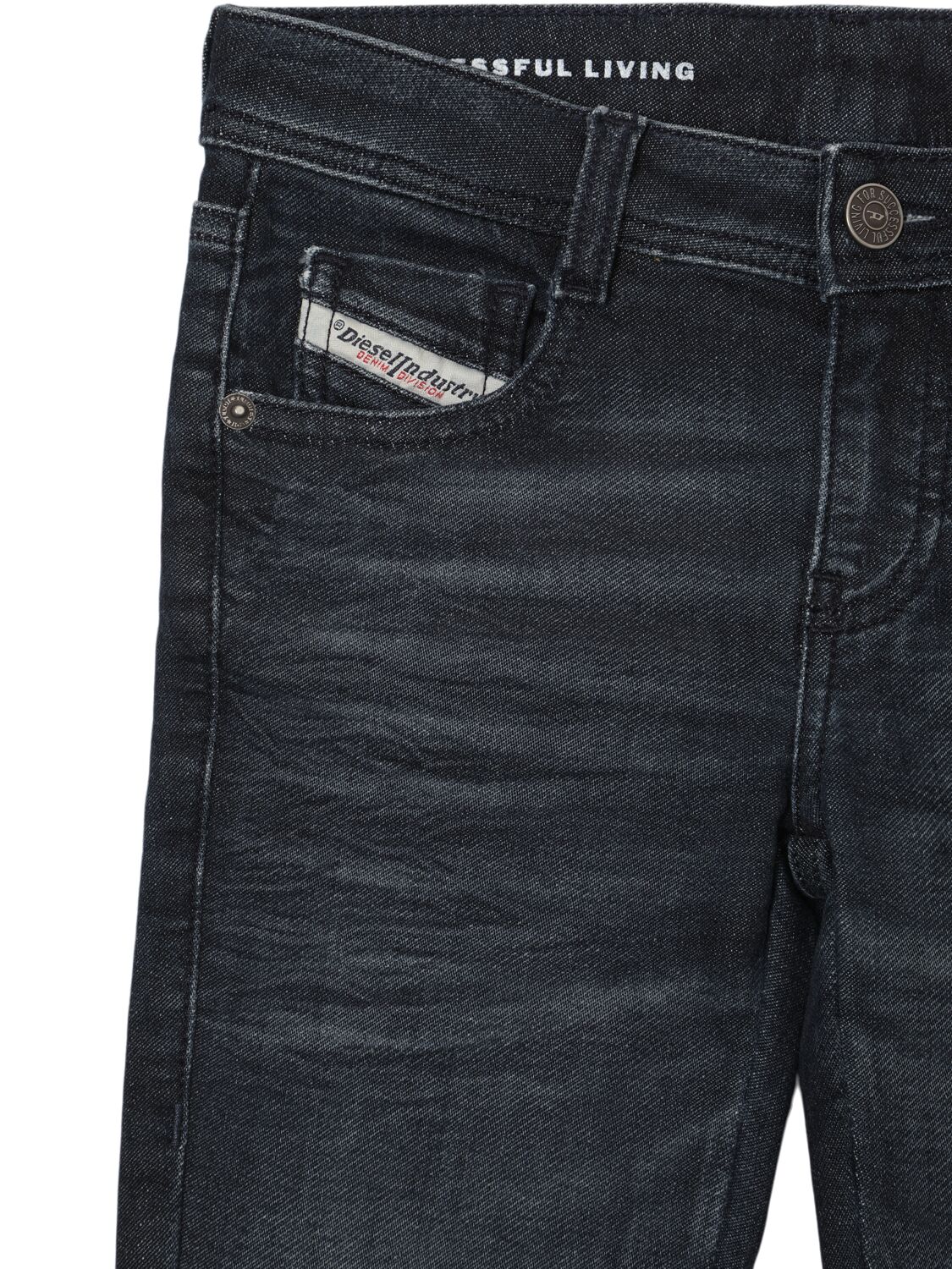 Diesel Stonewashed Stretch Cotton Flare Jeans In Dark Blue